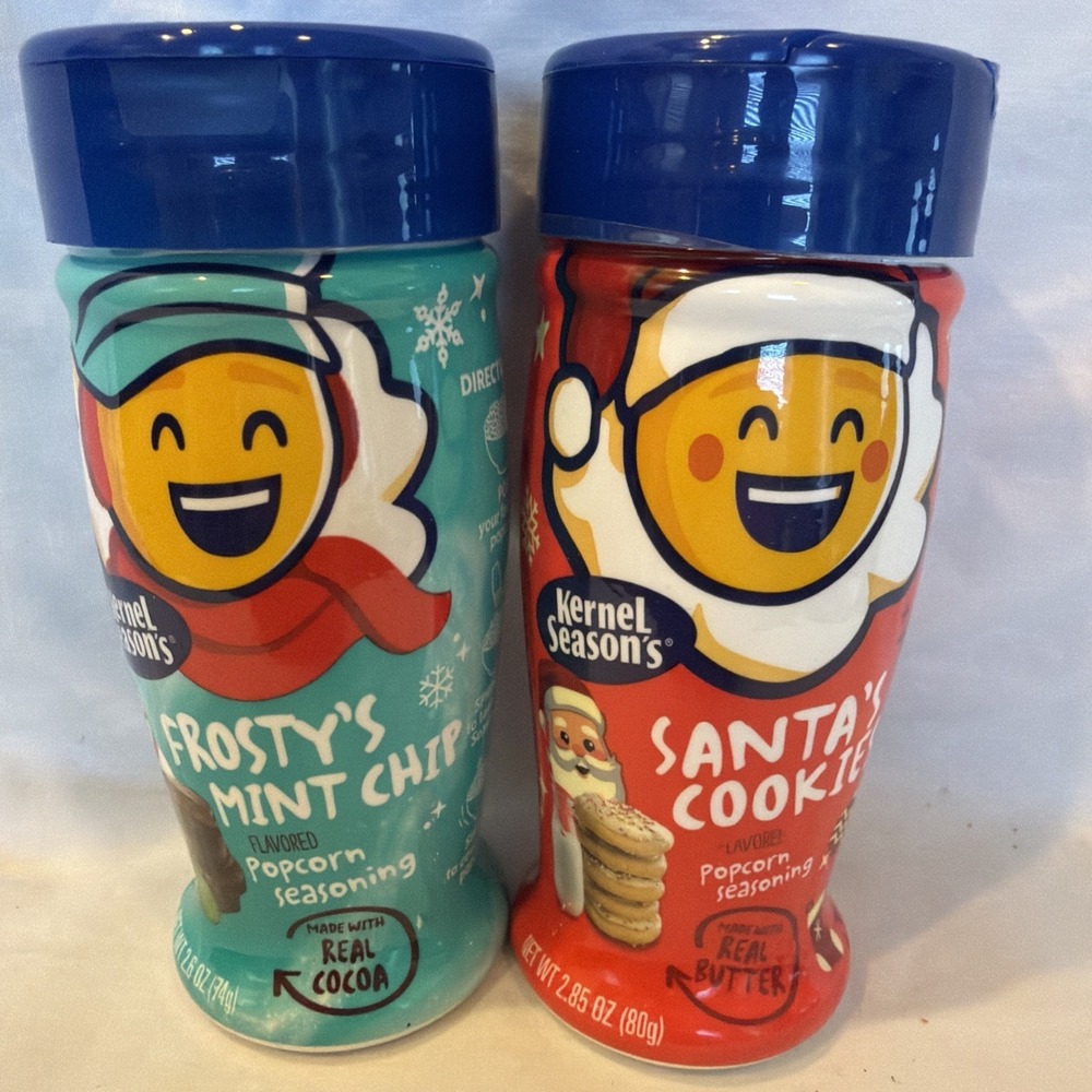 Lot of 2 Kernel Season's Popcorn Seasoning Frosty's Mint Chip/Santa's Cookies‎